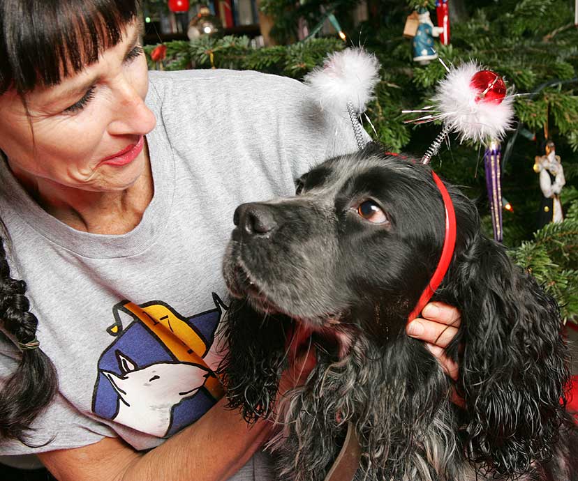 Marjorie and Bracken at Christmas