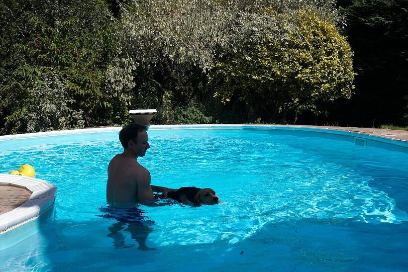 Ross and Kero in the Pool