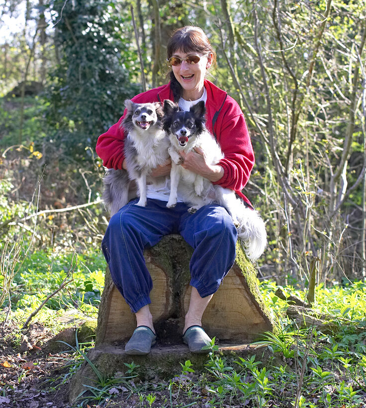 Marjorie on the Woodcutter's Chair With Matt and Rose