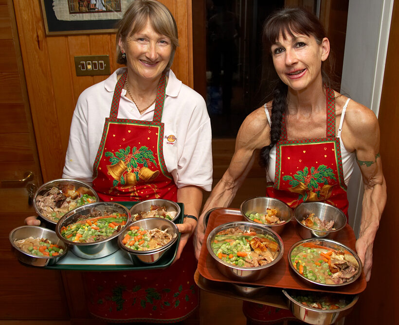 Cathy and Marjorie Serving the Christmas Dinner