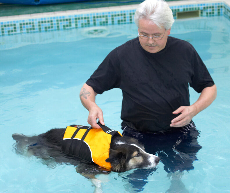 Neil and Sam having their hydrotherapy exercise