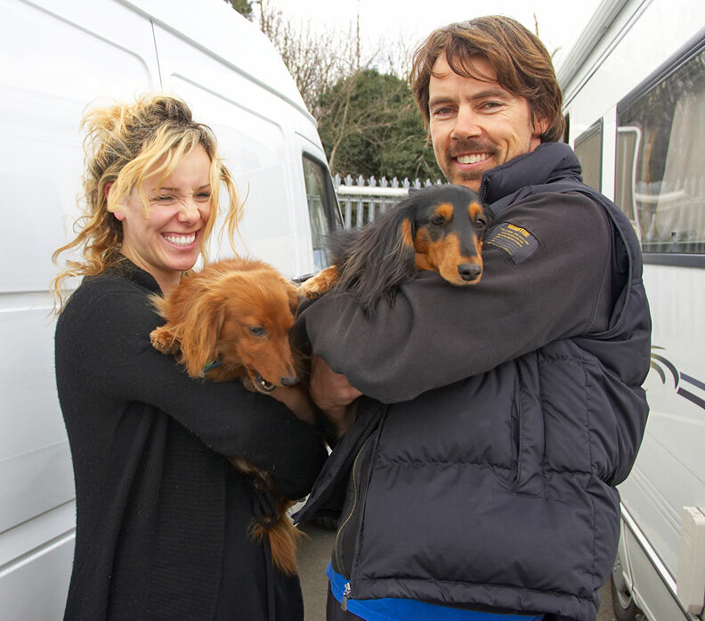Zoe and Martin with Molly and Whistler