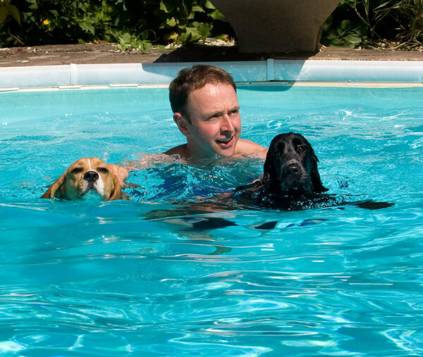 Kero and Digby Swimming with Ross