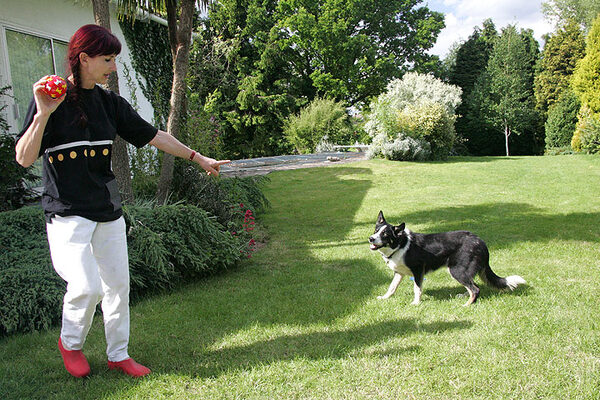 Marjorie and Harvey Playing Catch